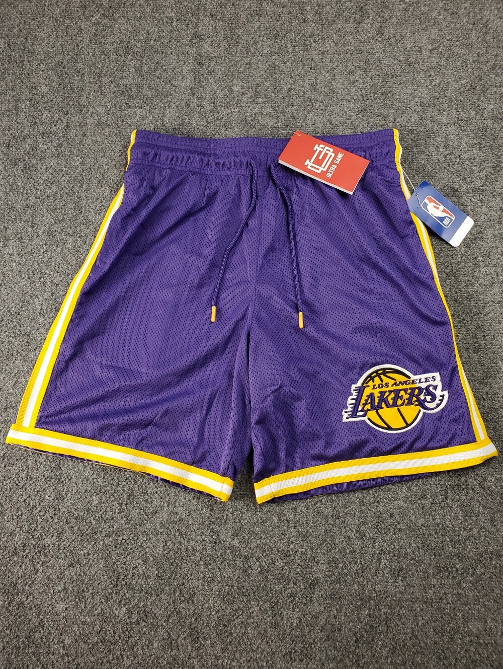 Los Angeles Lakers Mesh Shorts Medium Ultra Game Logo Patch Athletic NBA Purple
